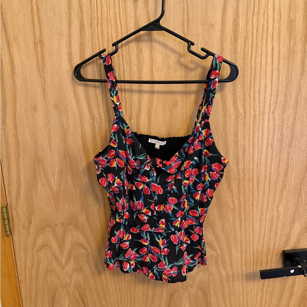 Floral Black and Red Women's Top